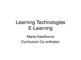 Learning Technologies E-Learning
