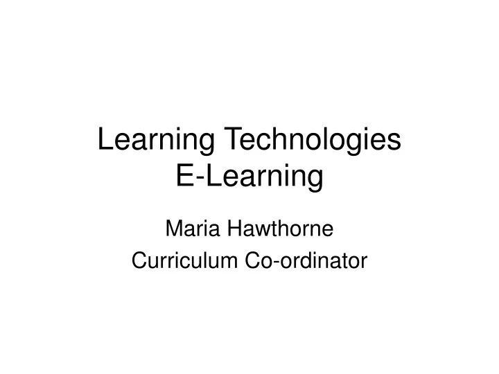 learning technologies e learning