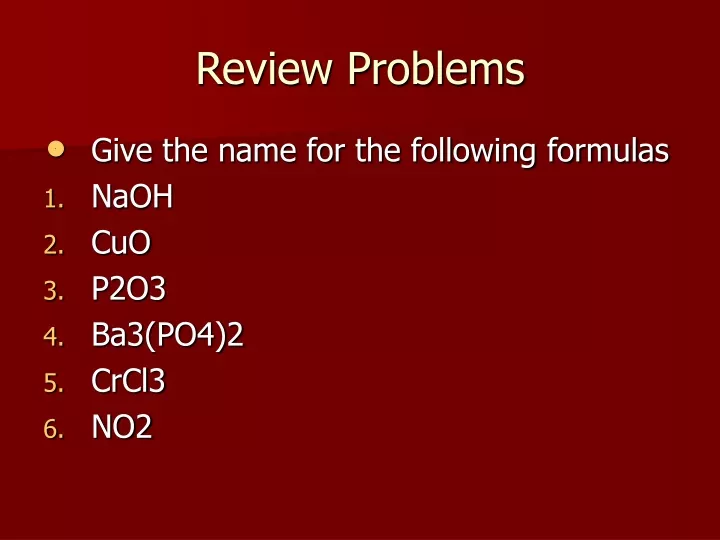 review problems