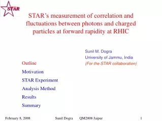 Sunil M. Dogra University of Jammu, India (For the STAR collaboration) ‏