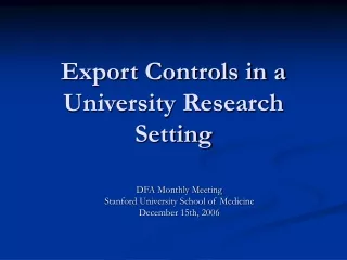 Export Controls in a University Research Setting