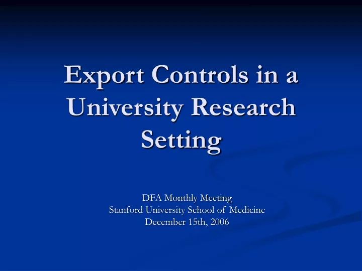export controls in a university research setting