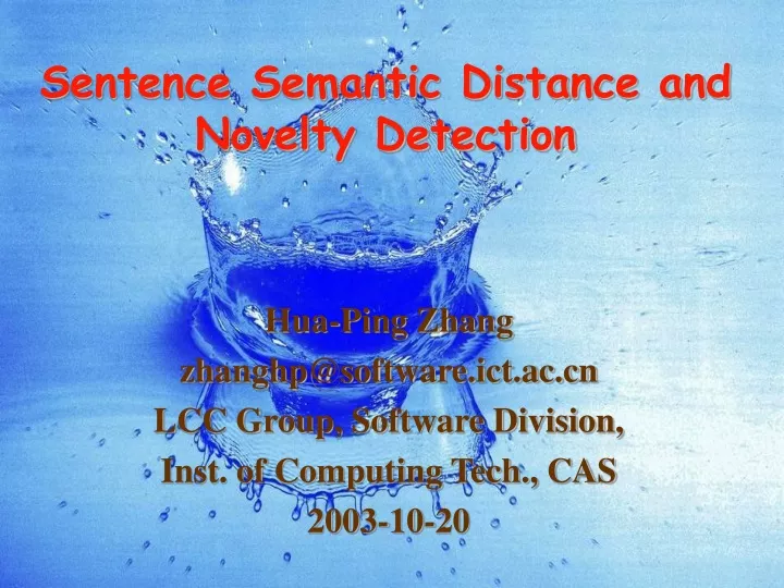 sentence semantic distance and novelty detection