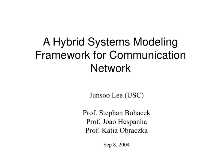 a hybrid systems modeling framework for communication network
