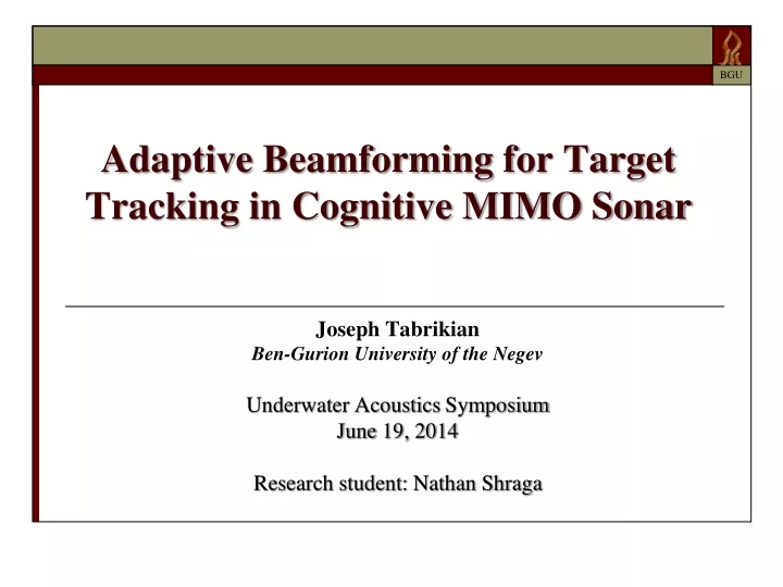 adaptive beamforming for target tracking in cognitive mimo sonar