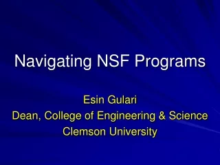Navigating NSF Programs
