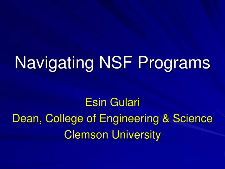 navigating nsf programs