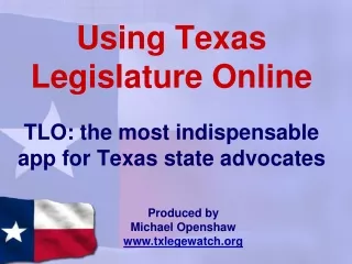 Using Texas Legislature Online
