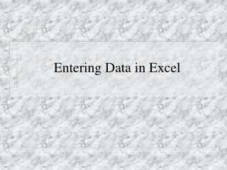 Entering Data in Excel