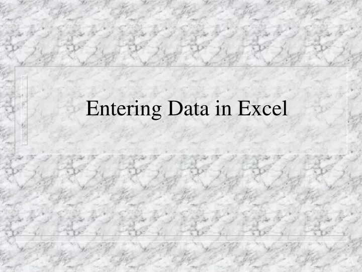 entering data in excel