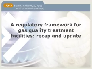 A regulatory framework for gas quality treatment facilities: recap and update