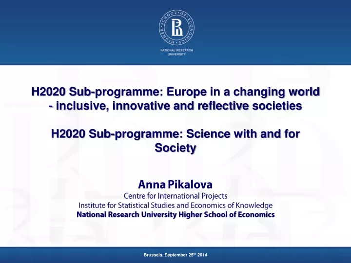 h2020 sub programme europe in a changing world