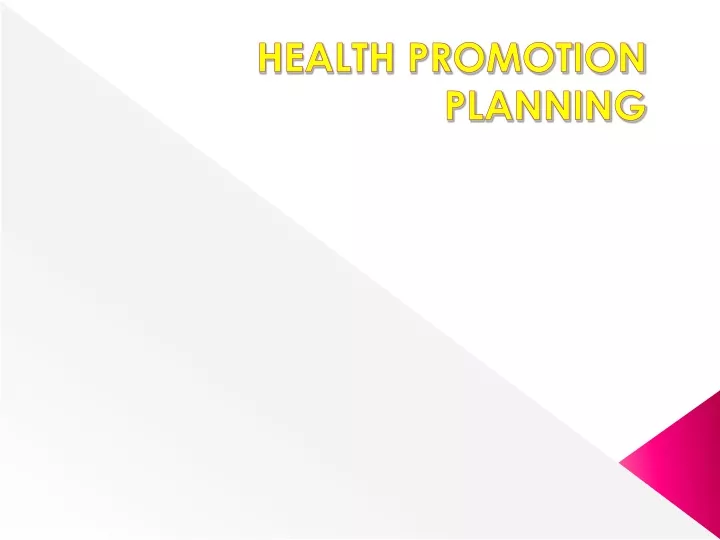 health promotion planning