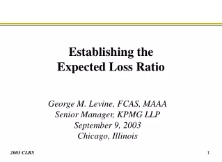 george m levine fcas maaa senior manager kpmg llp september 9 2003 chicago illinois