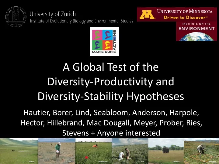 a global test of the diversity productivity