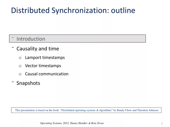 distributed synchronization outline
