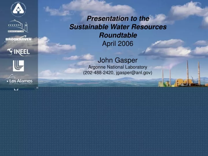 presentation to the sustainable water resources