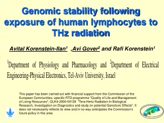 Genomic stability following exposure of human lymphocytes to THz radiation