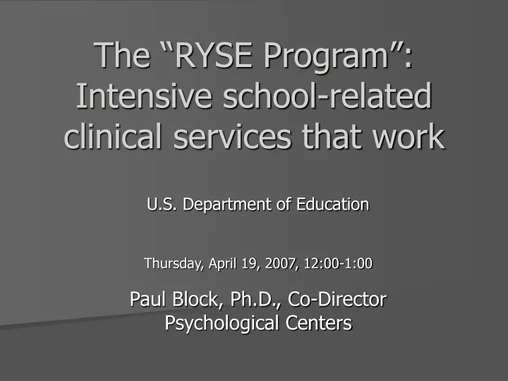 the ryse program intensive school related clinical services that work