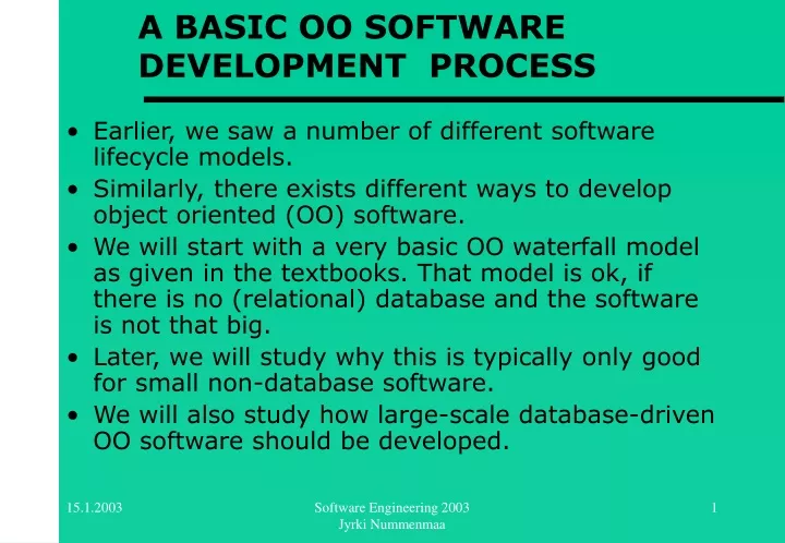 a basic oo software development process
