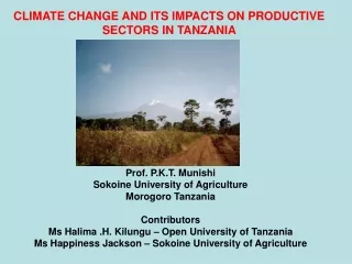 CLIMATE CHANGE AND ITS IMPACTS ON PRODUCTIVE SECTORS IN TANZANIA