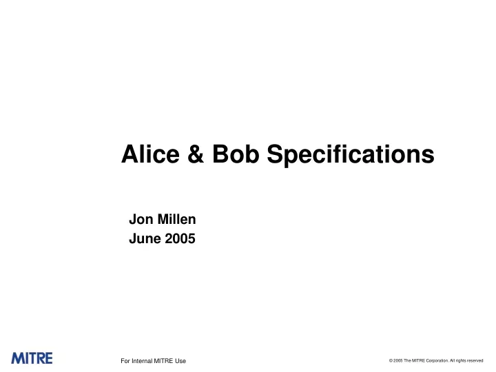 alice bob specifications