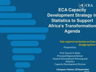 ECA Capacity Development Strategy in Statistics to  S upport Africa’s Transformation  A genda