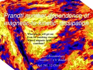 Prandtl  number  dependence of magnetic-to-kinetic  dissipation