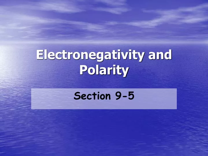 electronegativity and polarity