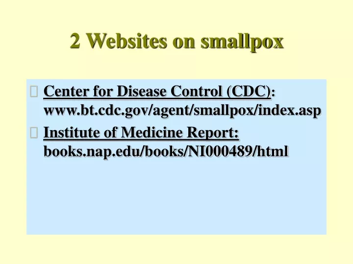 2 websites on smallpox