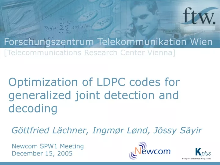 optimization of ldpc codes for generalized joint