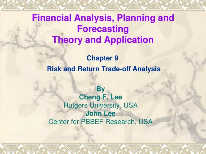 financial analysis planning and forecasting theory and application