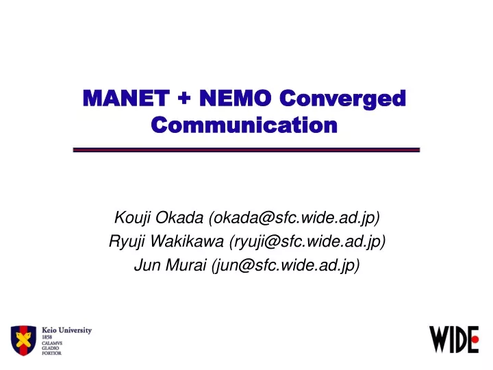 manet nemo converged communication