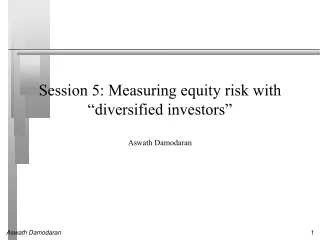 Session 5: Measuring equity risk with  “ diversified investors ”