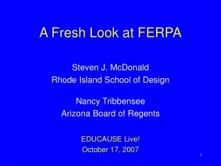 A Fresh Look at FERPA