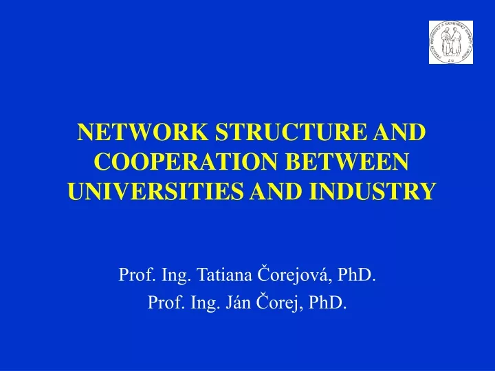 network structure and cooperation between universities and industry