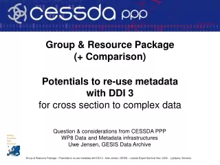 Question &amp; considerations from CESSDA PPP  WP8 Data and Metadata infrastructures