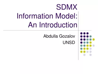 SDMX  Information Model:  An Introduction