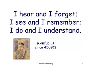 I hear and I forget; I see and I remember; I do and I understand. ( Confucius  circa 450BC )