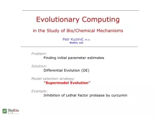 Evolutionary Computing in the Study of Bio/Chemical Mechanisms