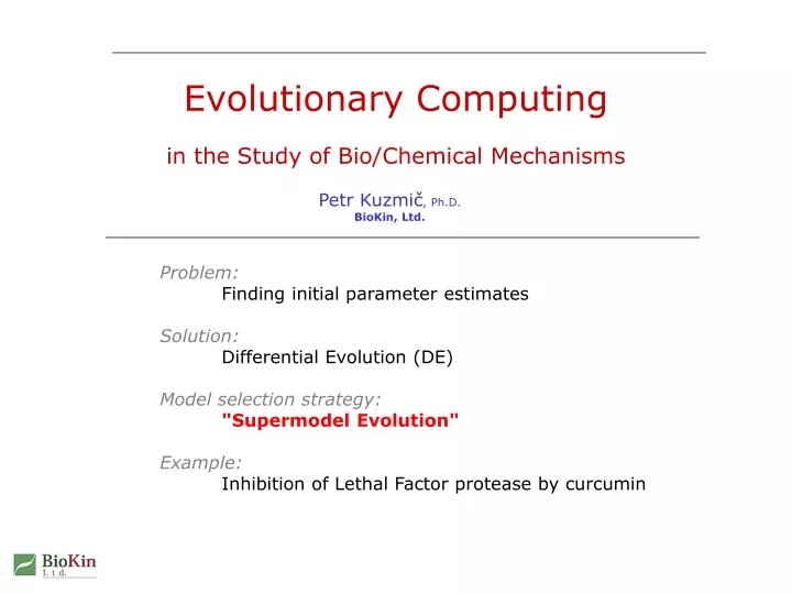 evolutionary computing in the study