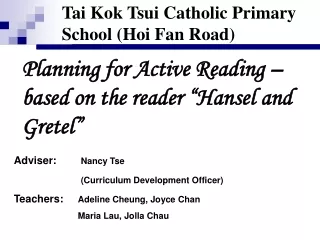Planning for Active Reading – based on the reader “Hansel and Gretel”
