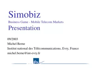 Simobiz Business Game - Mobile Telecom Markets Presentation