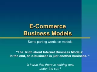 E-Commerce  Business Models