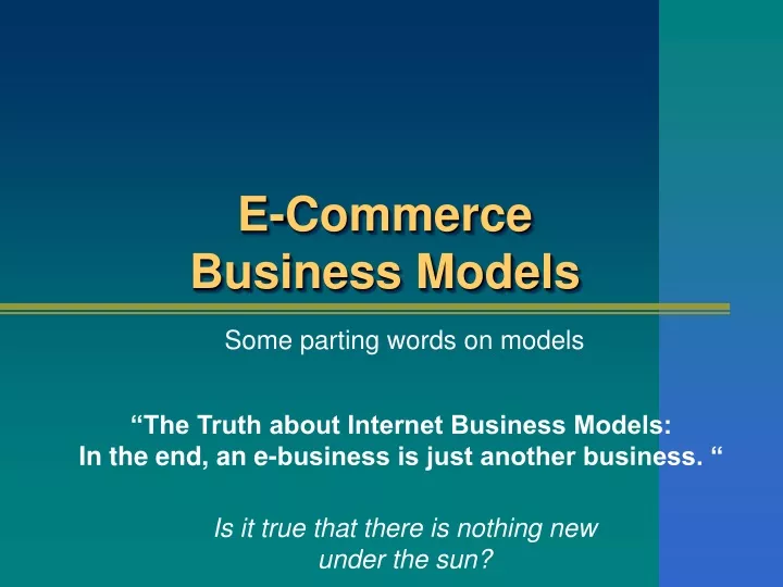 e commerce business models