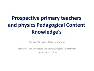 Prospective primary teachers and physics Pedagogical Content Knowledge’s