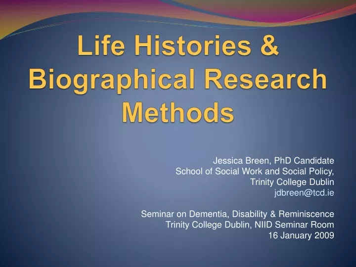 life histories biographical research methods