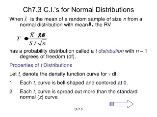 Ch7.3 C.I.’s for Normal Distributions