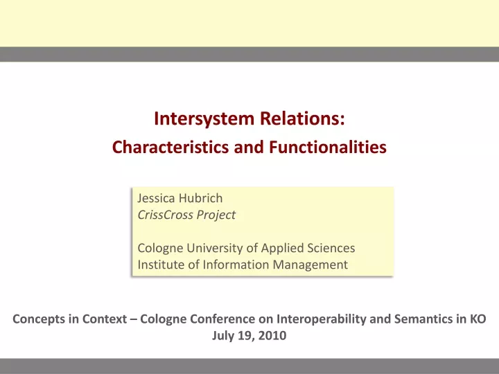 intersystem relations characteristics