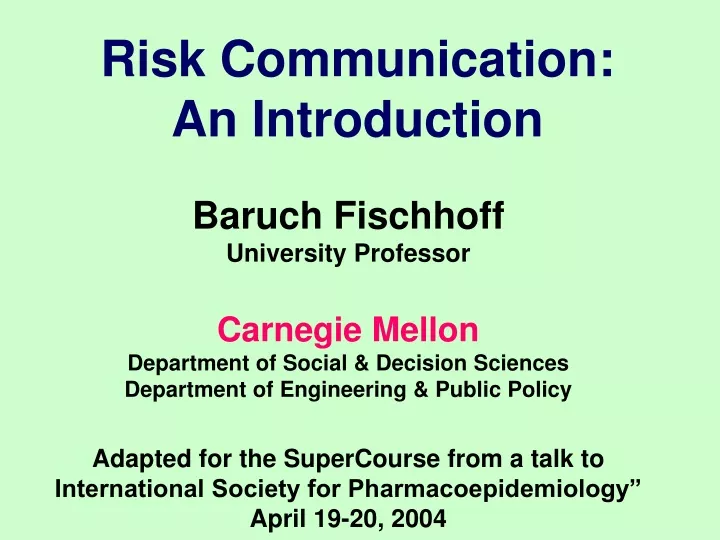 risk communication an introduction
